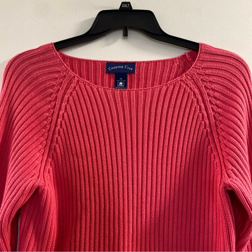 Charter‎ Club Women's Coral Ribbed Sweater